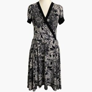 Chesley Vintage Black and White Floral Midi Dress
